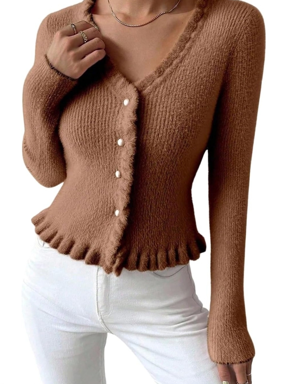 NWOT Fuzzy rust brown sweater